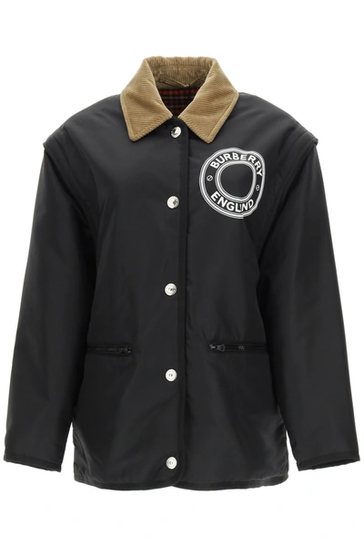 Shop Burberry Westcliff Reversible Jacket In Black (black)