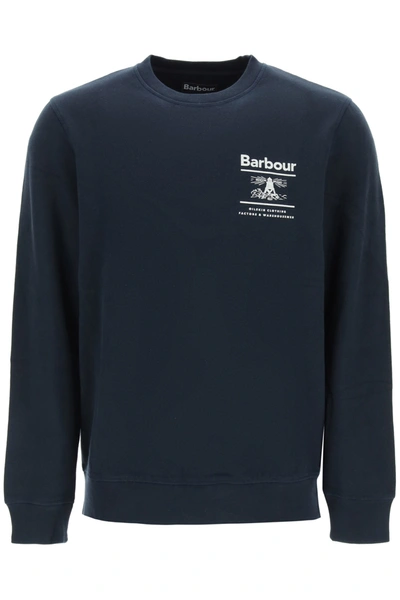 Shop Barbour Reed Logo Sweatshirt In Navy (blue)