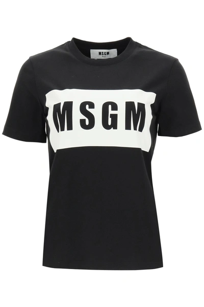 Shop Msgm Logo Box T-shirt In Black (black)