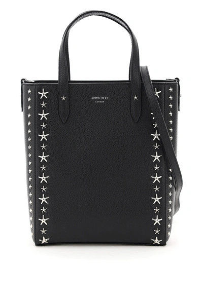 Shop Jimmy Choo Star Studs Pegasi N / S Tote Bag In Black Silver (black)