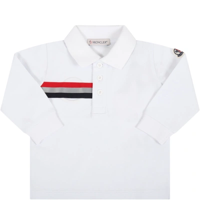 Shop Moncler White Polo For Boy With Logo