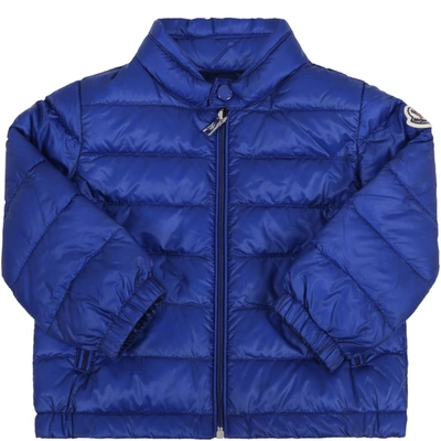 Shop Moncler Blue Acorus Jacket For Boy With Logo