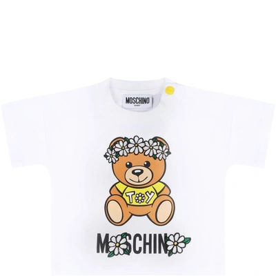Shop Moschino White T-shirt For Babygirl With Logo