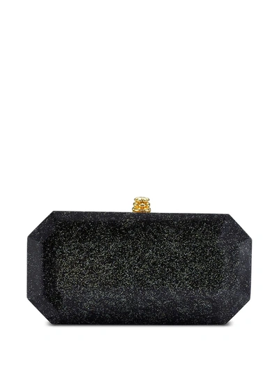 Tyler Ellis Small Perry Glitter Clutch Bag In Black