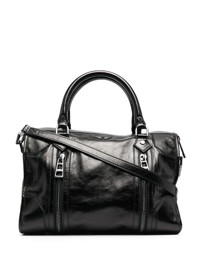Shop Zadig & Voltaire Top Handles Leather Tote Bag In Black