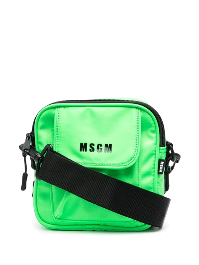 Shop Msgm Micro Logo Shoulder Bag In Green