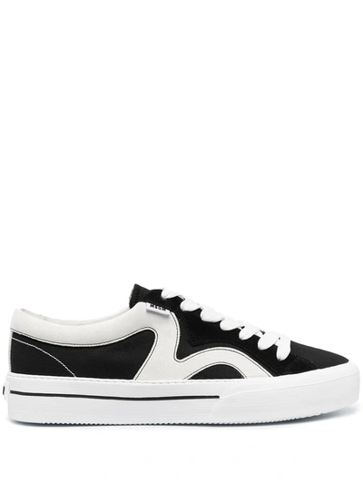 Shop Msgm Panelled Low-top Sneakers In Black