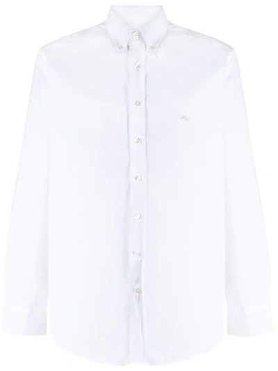 Shop Etro Long-sleeved Cotton Shirt In White