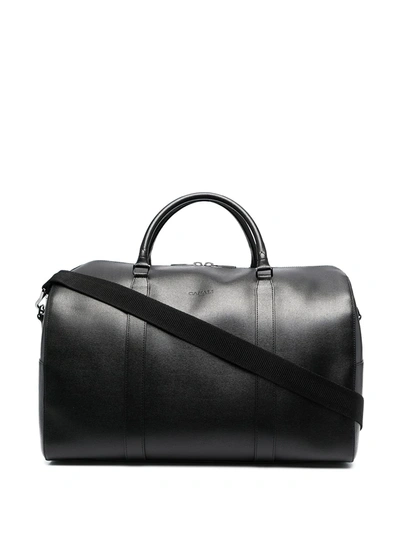 Shop Canali Logo Leather Holdall In Black