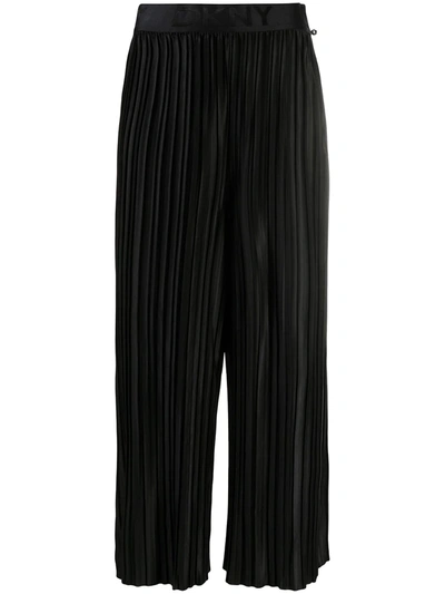 Shop Dkny Pleated Cullote Trousers In Black