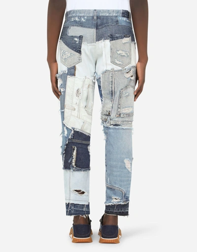 Shop Dolce & Gabbana Stretch Denim Patchwork Jeans
