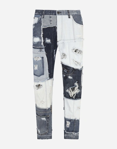 Shop Dolce & Gabbana Stretch Denim Patchwork Jeans