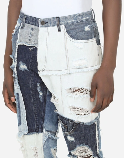 Shop Dolce & Gabbana Stretch Denim Patchwork Jeans