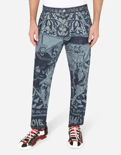Shop Dolce & Gabbana Loose Jeans With Carretto Patchwork Print