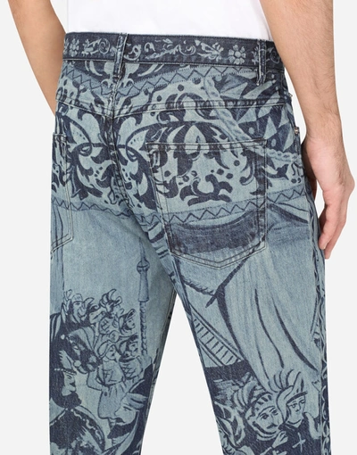 Shop Dolce & Gabbana Loose Jeans With Carretto Patchwork Print