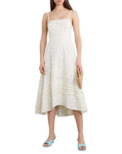 Shop Molly Goddard Woman Midi Dress Ivory Size 8 Cotton In White