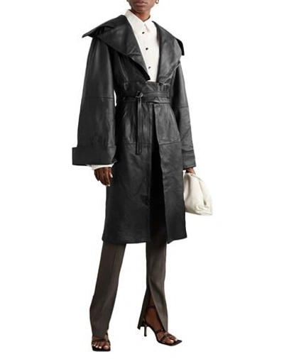 Shop Situationist Woman Overcoat & Trench Coat Black Size 6 Soft Leather