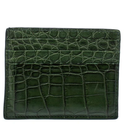 Pre-owned Prada Emerald Green Crocodile Card Holder