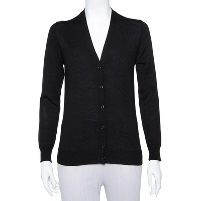 Pre-owned Prada Black Wool Button Front Cardigan Xs