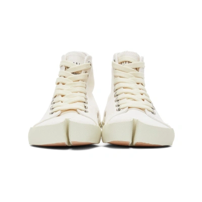 Shop Maison Margiela White Tabi High-top Sneakers In T1003 White