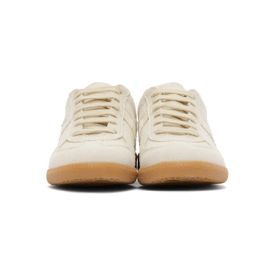 Shop Maison Margiela Off-white Linen Replica Sneakers In T8041 White Sand