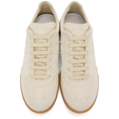 Shop Maison Margiela Off-white Linen Replica Sneakers In T8041 White Sand