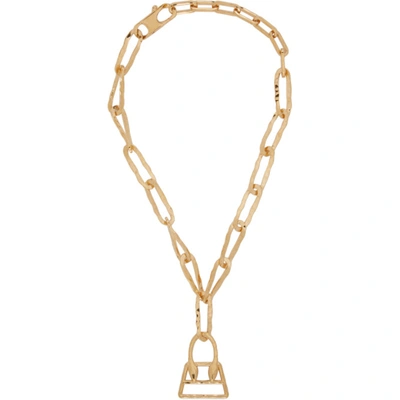 Shop Jacquemus Gold 'le Collier Chiquita' Necklace In Raw Gold