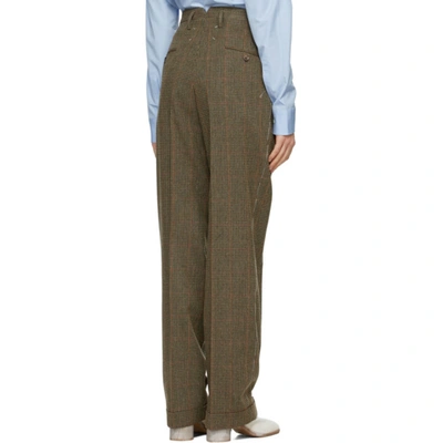Shop Maison Margiela Brown & Green Heavy Check Trousers In 001f Brown