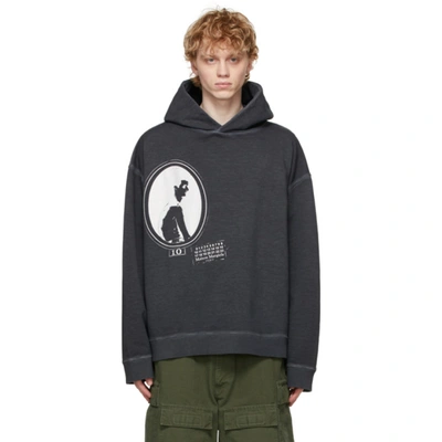 Shop Maison Margiela Black Cameo Hoodie In 855 Anthracite