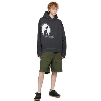 Shop Maison Margiela Black Cameo Hoodie In 855 Anthracite