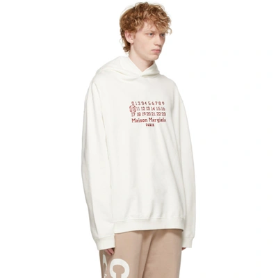 Shop Maison Margiela Off-white Numbers Logo Hoodie In 101 Off White