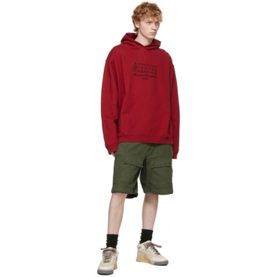 Shop Maison Margiela Red Numbers Logo Hoodie In 305 Military Red