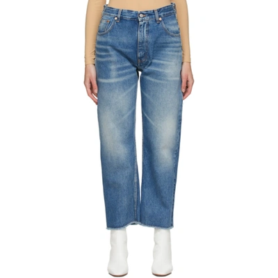 Shop Mm6 Maison Margiela Indigo Boyfriend Faded Jeans In 965 Blue