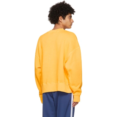 Shop Palm Angels Yellow Vintage Curved Logo Sweatshirt In Yellow Navy