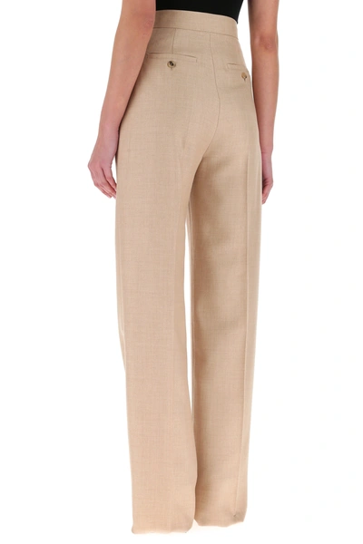 Shop Max Mara Beige Wool And Silk Josef Palazzo Pant  Nd  Donna 40