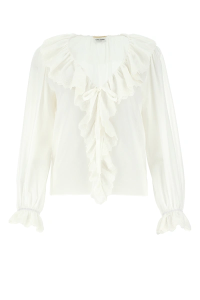 Shop Saint Laurent White Cotton Blouse  Nd  Donna 38f