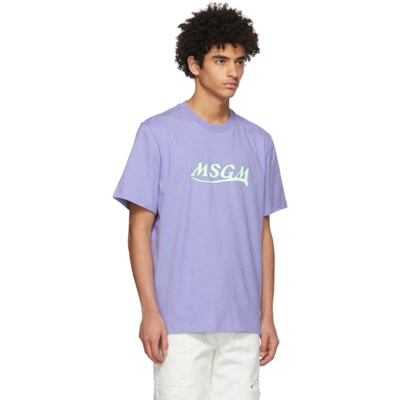 Shop Msgm Purple Logo Print T-shirt In 72 Wisteria