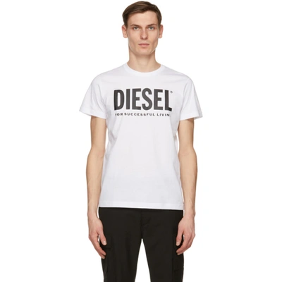 Shop Diesel White T-diego Logo T-shirt In White100