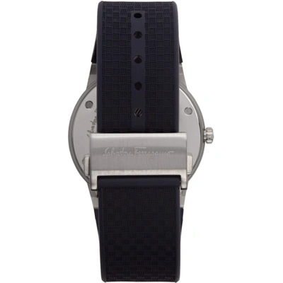 Shop Ferragamo Navy & Silver Sapphire Watch In Blue Check Patterned