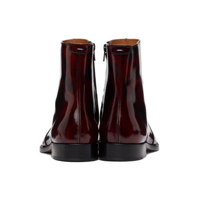 Shop Maison Margiela Burgundy & Black Zip Boots In H8391 Borde