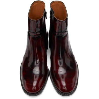 Shop Maison Margiela Burgundy & Black Zip Boots In H8391 Borde