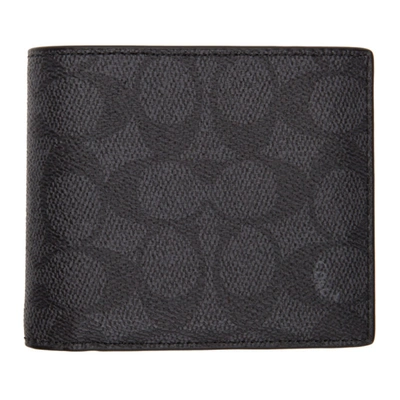 Shop Coach Grey Signature 3-in-1 Wallet In Charcoal
