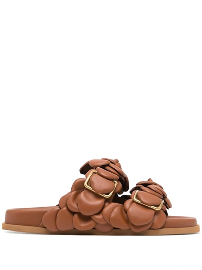 Shop Valentino Atelier 03 Rose Edition Flat Sandals In Brown