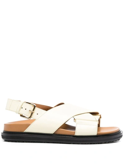 Shop Marni Fussbett Criss-cross Sandals In Neutrals