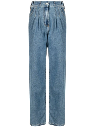 PLEAT-DETAIL STRAIGHT-LEG JEANS