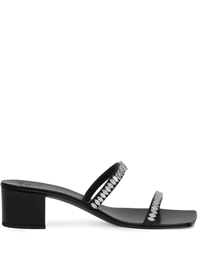 Shop Giuseppe Zanotti Marta Crystal-embellished Sandals In Black