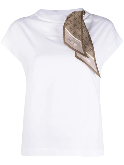 Shop Herno Logo-print Scarf T-shirt In White