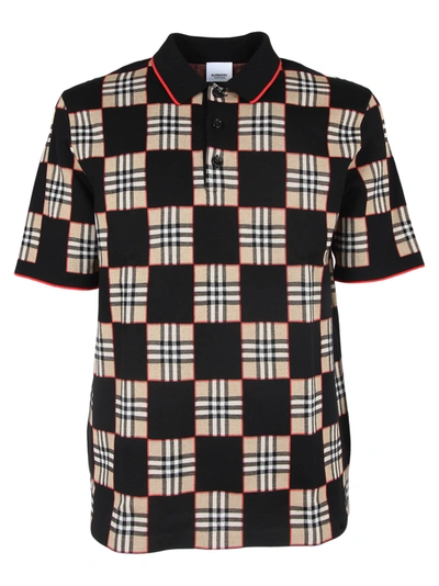 Shop Burberry Chequer Jacquard Polo Shirt In Multi