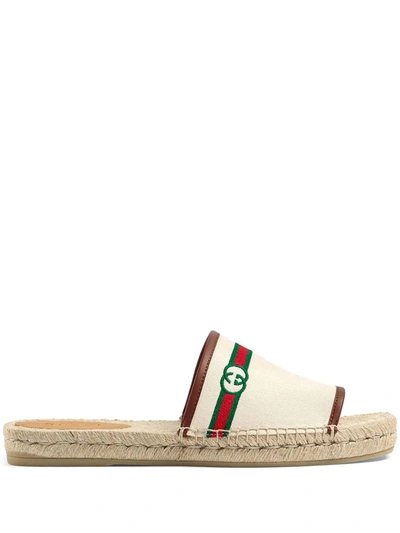 Shop Gucci Web-detail Espadrille Sandals In White