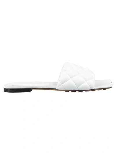 Shop Bottega Veneta Matelassé Flat Sandals In White
